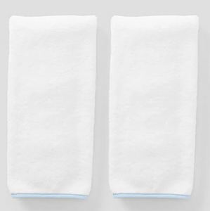 Signature Hand Towels (pair), Light Blue on White