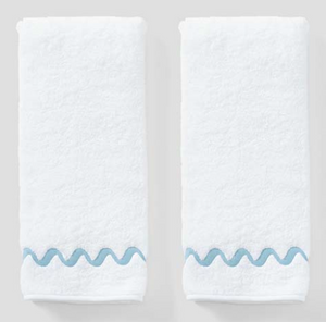 Weezie Towel - Wave Embroidered Hand Towels (pair), Spa Blue Wave