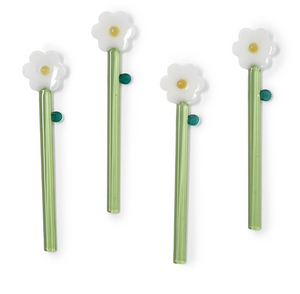 Set of 4 Daisy Flower Hand-Crafted Stirrers