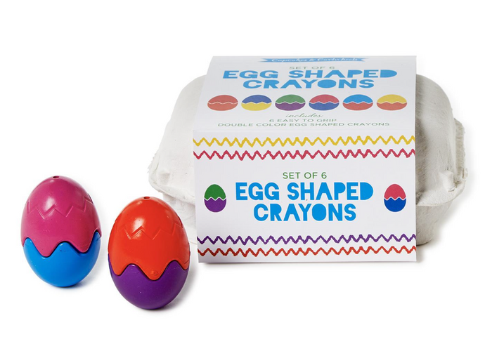 Set of 6 Egg Shaped Crayons in Egg Crate