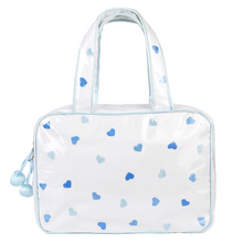 Load image into Gallery viewer, Josie Heart Double Handle Cosmetic Bag: Blue